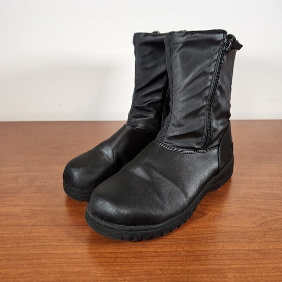 Totes Womens Gina Boots Black Size 6 Double Zippers - Picture 2 of 11